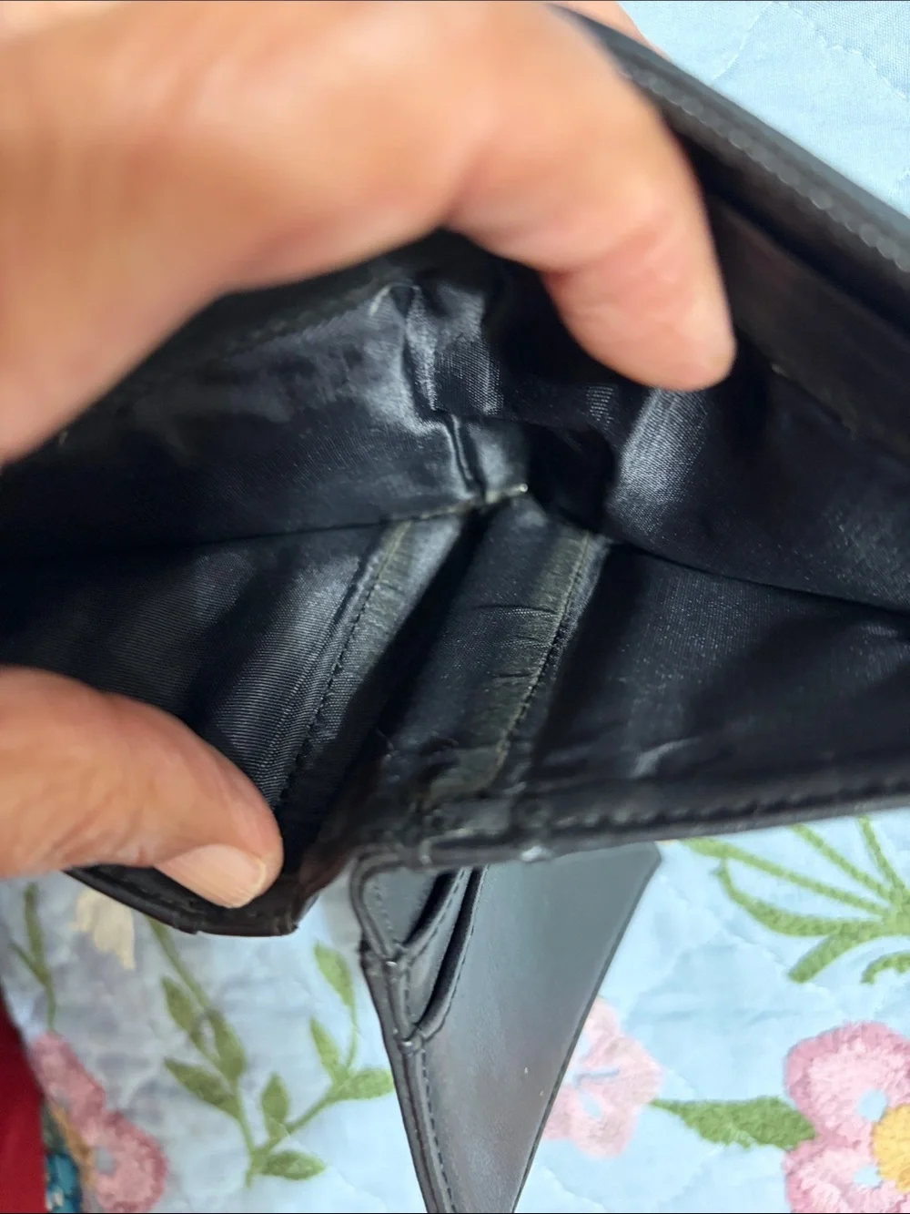 ESPRIT Black Leather Zip Wallet Key Ring Compartmentalized & Coin great